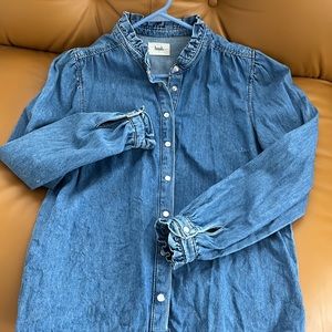 Hush UK Joyce Denim Ruffled Button Down Shirt